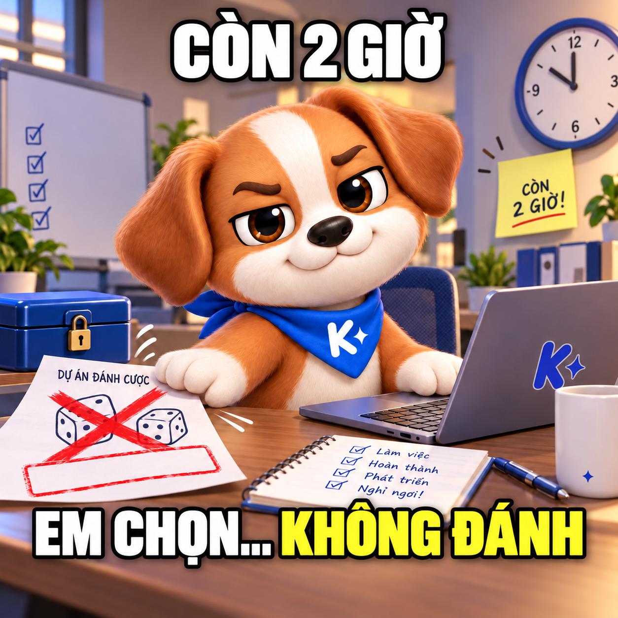 Kito gạch bỏ đề xuất Tài Xỉu và quay lại làm việc.