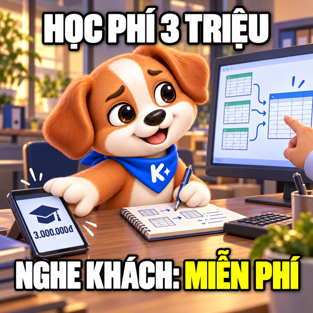 Kito gạt khóa học ba triệu sang bên, chăm chú ghi lại thao tác gộp ba file của khách hàng.